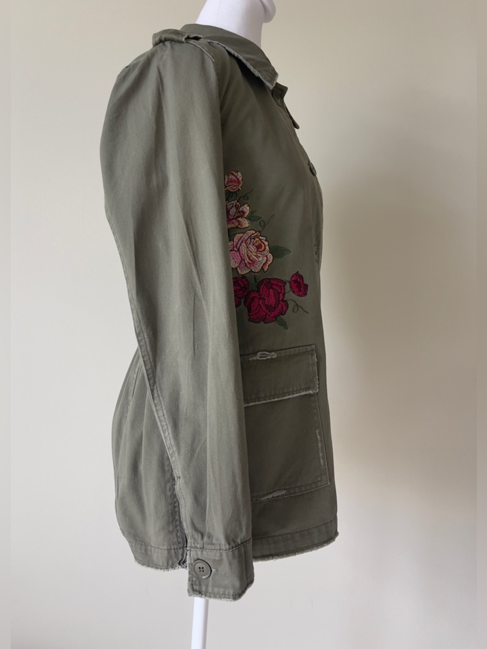 Maurices Olive Green Embroidered Utility Jacket EUC Size Small - Picture 2 of 8